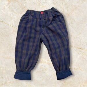 VINTAGE GYMBOREE Rainbow Tag Navy Blue Plaid Checkered Pants Boys Size SMALL